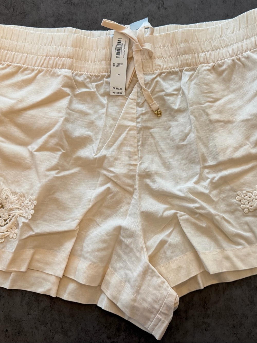 Victoria's Secret Cream Embroidered Drawstring Swim Coverup